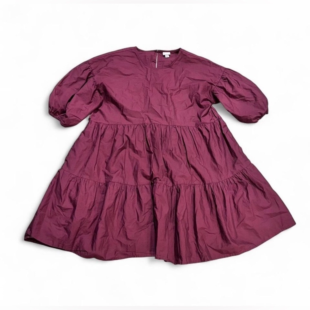 a new day Women’s XL Babydoll Spring Dress in Deep Plum